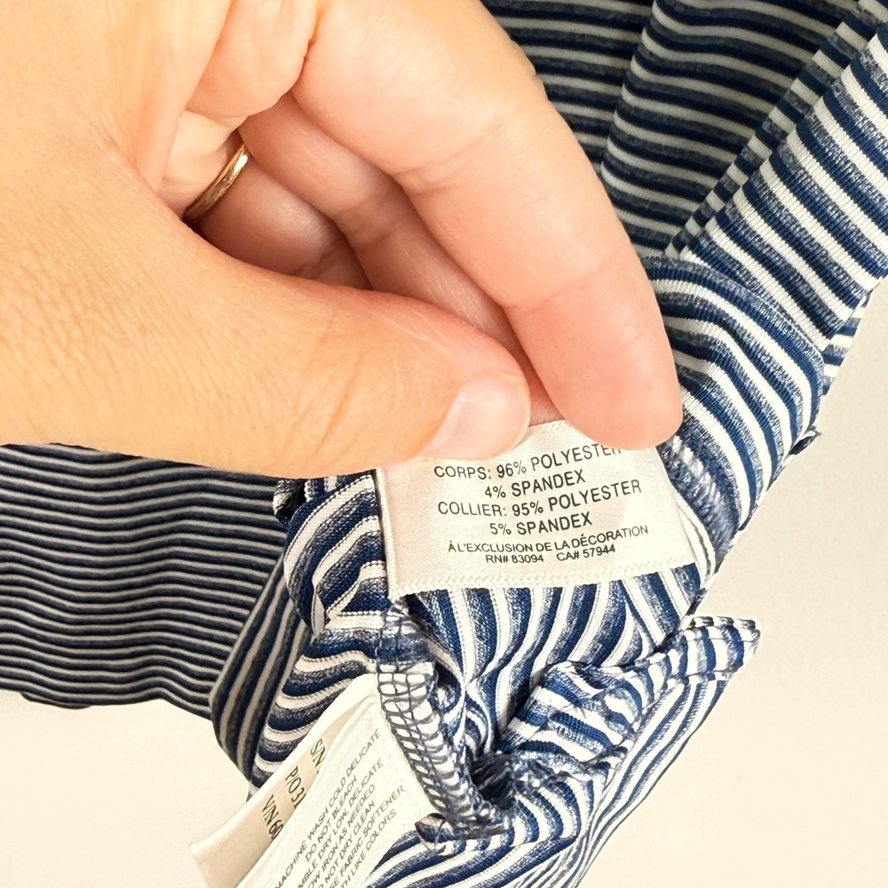 Cutter & Buck Mens Blue White Striped Polo Shirt Small Canadian Malartic - Picture 8 of 12